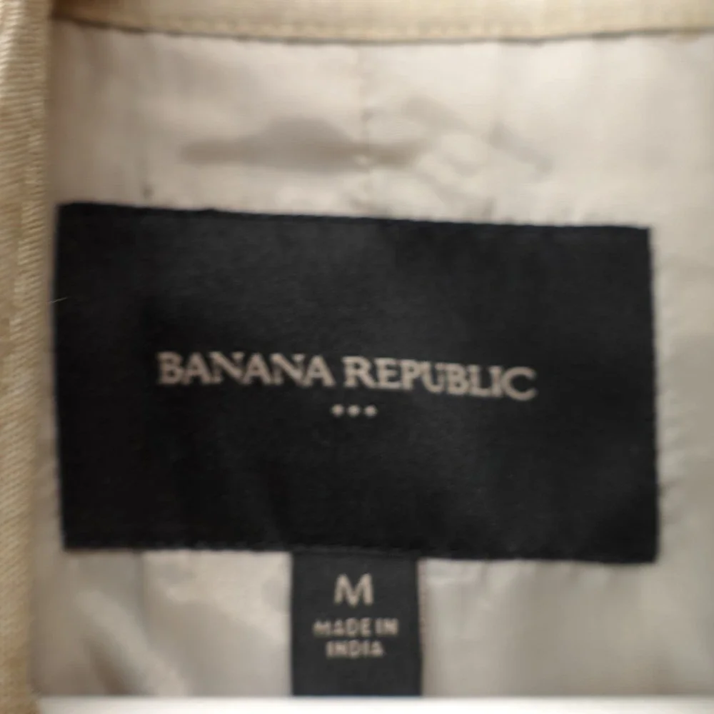 BANANA REPUBLIC Mens Harrington Jacket M Beige Linen Full Zip Utility Bomber